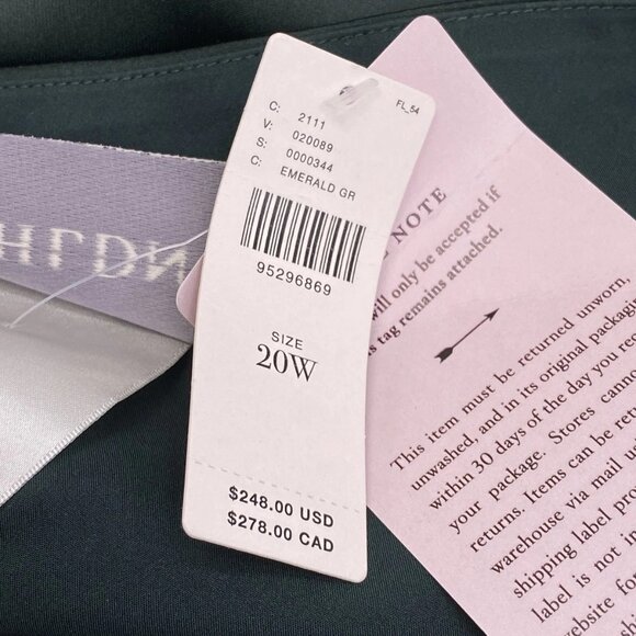 BHLDN Women’s Dylan One-Shoulder Stretch Satin Maxi Dress Emerald Green Size 20W - Picture 4 of 12